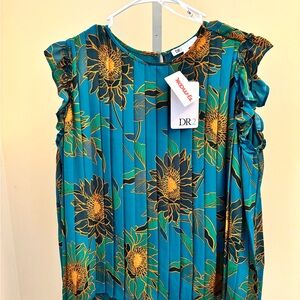DR2 Teal Floral Blouse